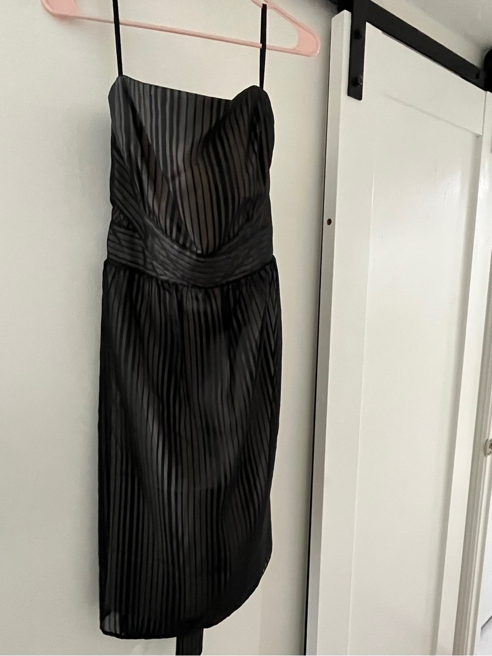 White House Black Market Black Striped Strapless Dress